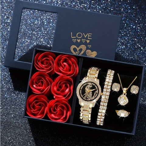 Women's Cornucopia Diamond-Embedded Watch Set Popular & Stylish.